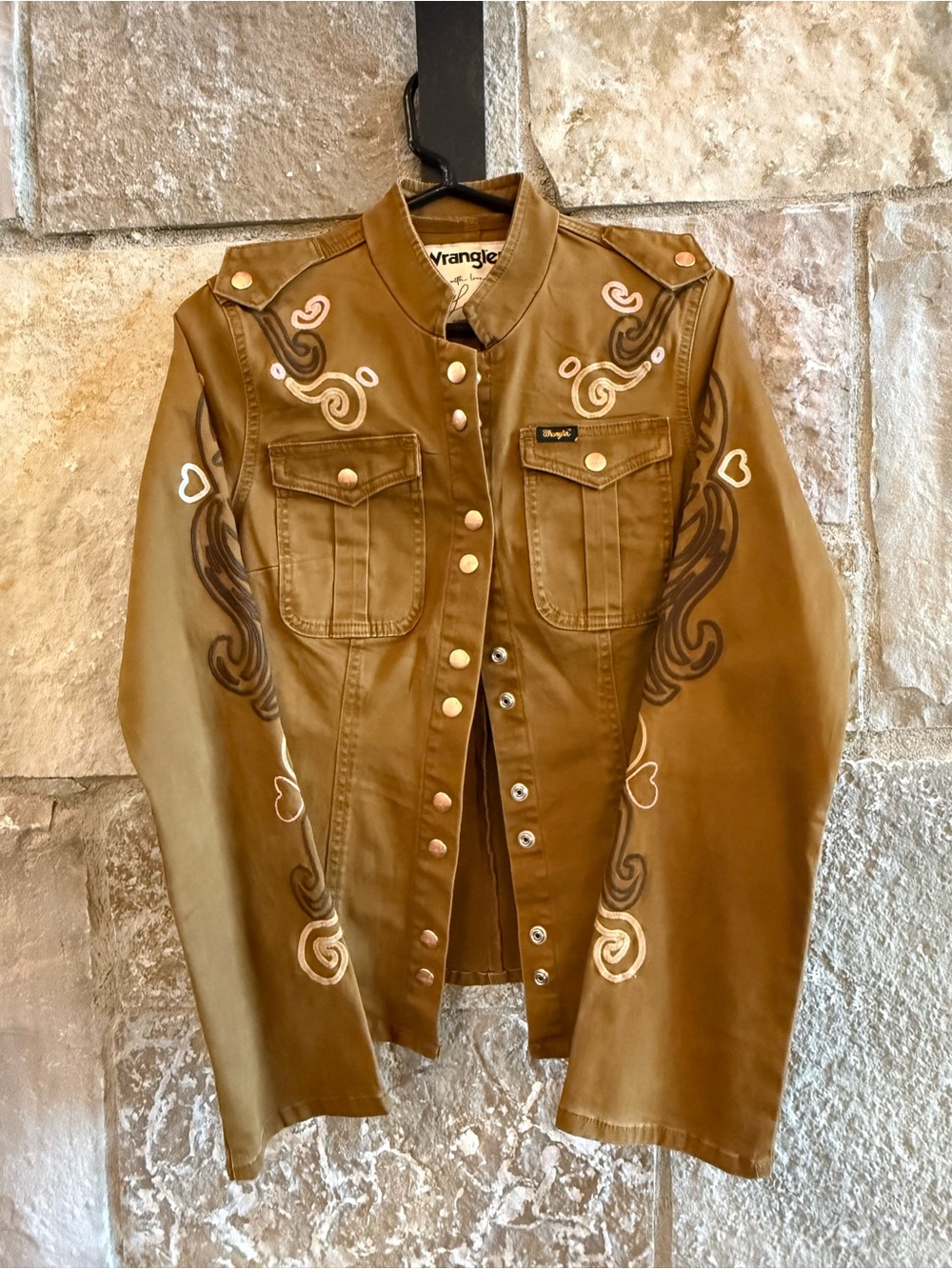 Wrangler Olive Green Embroidered Utility Jacket Laney Wilson
